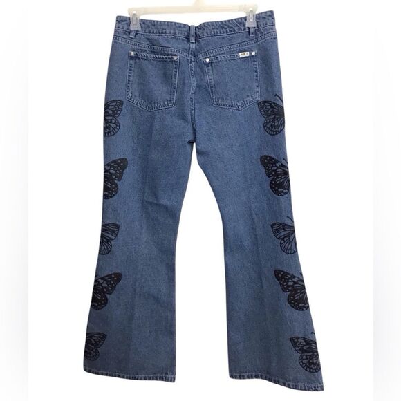 Urban Outfitters Milk it High Waist Flare Leg Butterfly Denim Jeans Size 34 - Picture 4 of 13